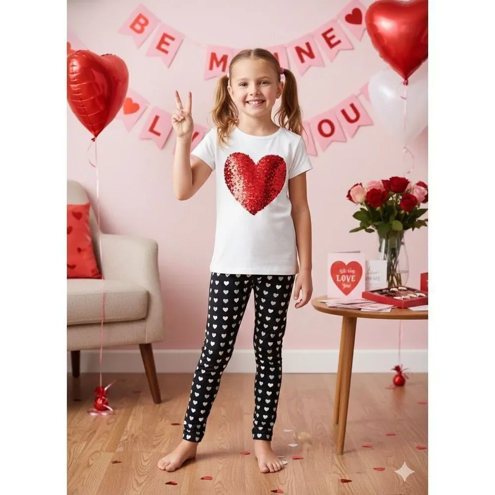 3/$30 Gap Kids Girls 10/11 Heart Print Leggings